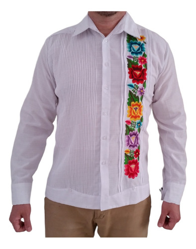 Guayabera Presidencial Yucatan Alforzas Lino Blanco 