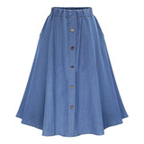 Women's Loose Jeans Skirt With Elastic Waist.
