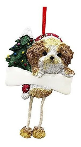 Shih Tzu Ornamento Cachorro Cut Con  Patas De Dangling Pinta