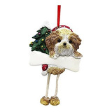 Shih Tzu Ornamento Cachorro Cut Con  Patas De Dangling Pinta