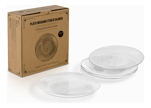 Plato Strata Blanca 21 Cm Set X 4 Ambiente Gourmet