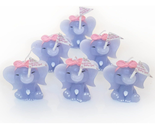 Sweet Baby Co. - Paquete De 6 Velas De Elefante Rosa Para Ni