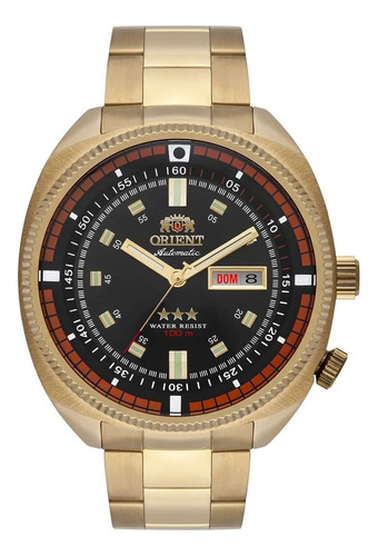 Relógio Orient Masculino Automático F49gg002 Submarino Retro Cor Da Correia Dourado Cor Do Bisel Dourado Cor Do Fundo Preto