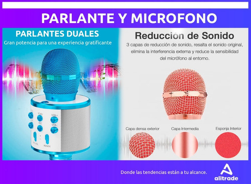 Micrófono Karaoke Niños 5w Bluetooth Efectos De Voz Parlante