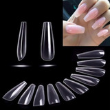 100 Tips Unhas Bailarina Postiças Acrigel Profissional Gel Cor Transparente