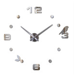 Reloj De Pared 3d Tamaño 100 X 100 Cm Color Plateado