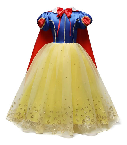 Vestido Fantasia Completa Princesa Branca De Neve Com Capa | Frete grátis