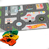 Pista Hot Wheels Grande Cidade Para Carrinhos + 3 Carrinhos