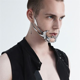 Nueva Máscara Líquida Plateada Cyberpunk Titanium Irregular