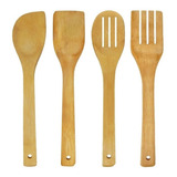 Set 4 Utensilios Mango Punta Madera Bambu Pettish Online