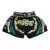 Short Muay Thai Estilo Tailandês Ockto  Brasil Black