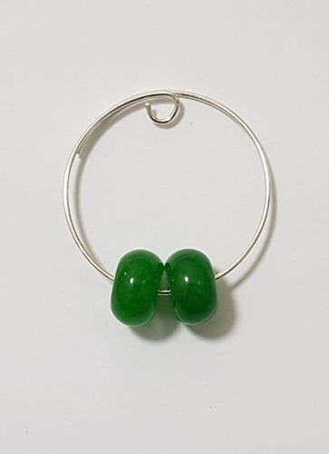 Aros Jade Verde Rondel Natural Argolla En Plata 925 