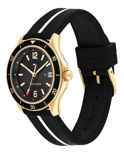 Reloj Tommy Hilfiger Para Mujer De Silicona Negro 1782509