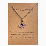 Collar Mariposa Acero Quirurgico Beige/rosa  Make A Wish 