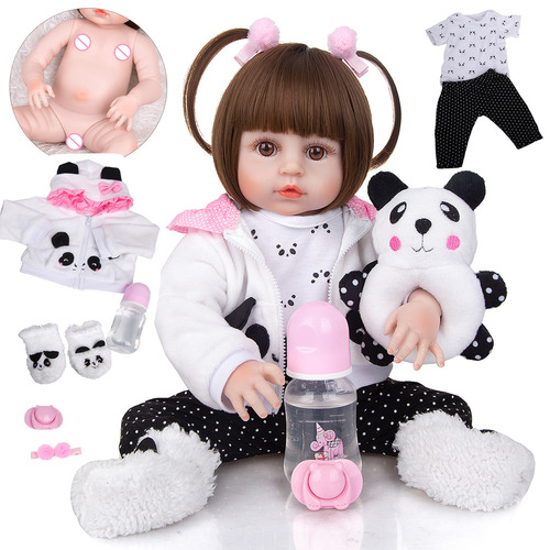 Boneca Bebê Reborn Realista Panda 47cm - Pronta