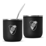 Mate Termico Argentina Campeon Clubes Futbol Grabado Laser Color Negro River