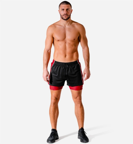 . Gimnasio Short Con Licra Deportiva 2 En 1 Hombre Correr