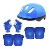 Kit Proteção Infantil Capacete Para Bike Patins Skate Azul