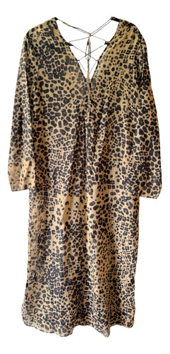 Vestido Animal Print Largo Massimo Dutti