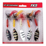 Kit 5 Cucharas Giratorias Waterdog Spinning Mosca Trucha Fk9