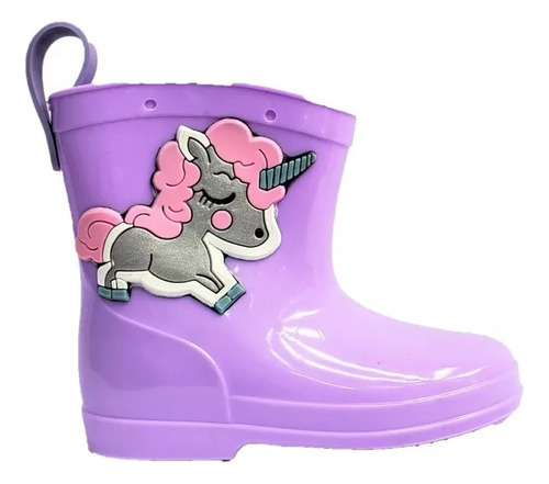 Botas Niña Plastico Lluvia Unicornio  Rosa Lila Impermeables