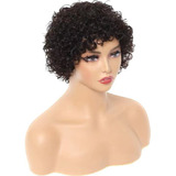 Peruca De Natural Cabelo Humano Jerry Encaracolado Cor Preta