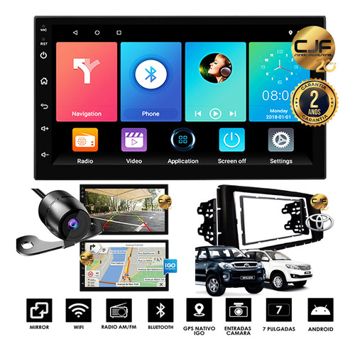 Estereo Pantalla Android Gps Wifi 2g Camara Hilux 12-15 Cjf