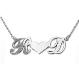 Collar Iniciales Corazon Plata .925 Amor Pareja