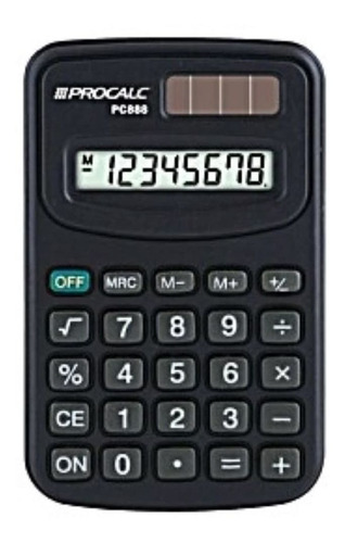 Calculadora Pessoal Procalc Pc888 8 Digitos Preta Cor Azul-turquesa