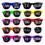 100 Oculos Feminino Colorido Com Frase Texto Personalizado