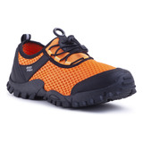 Tênis Antiderrapante Track Air Mesh Camping Laranja Neon