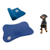 Cama En Forma De Hueso Para Mascotas + Cobija Grande Color Azul Claro