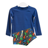 Kit Praia Infantil Menino Camisa Uv + Sunga Dinossauro Kids