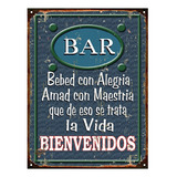 Cartel De Chapa Vintage Retro Bar Bienvenidos L326