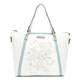 Bolsa Shoulder Nicole Lee Corte Laser Y Bordado Ss22 Color Blanco