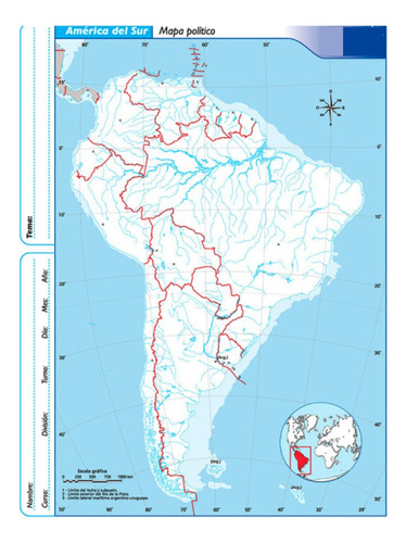 20 Mapas Escolares América Del Sur N°5 División Política