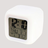 Reloj Cubo Despertador Luminoso 7 Colores Alarma Temperatura Color Blanco