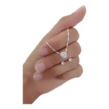 Conjunto Cadena Con Dije Susanita Blanco Y Aros Plata 925