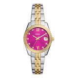 Reloj Mujer Fossil Scarlette De Acero Inoxidable1 Correa Dorado/plateado