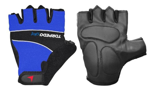 Guante Torpedo Ciclista Gel Negro - Azul Xs