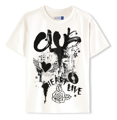 Playera Manga Corta Estampada C&a De Mujer