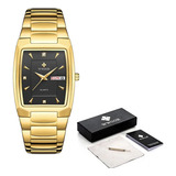 Relógio Masculino Dourado Digital Luxo Social Sport De Pulso Fundo Preto