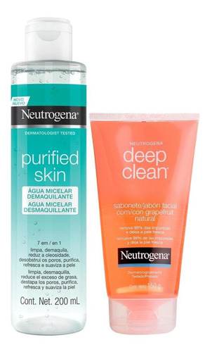 Kit Neutrogena Sab Deep Clean 150g +água Purified Skin 200ml