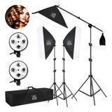 Kit Iluminação Estudio Softbox Girafa 2bocal Quadruplo Bolsa