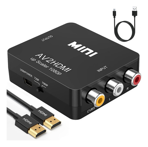 Conversor De Rca A Hdmi Para Tv/pc/ps3/stb/xbox/vhs + Cable