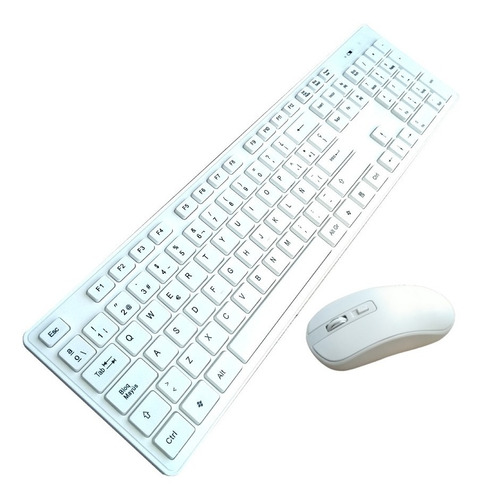 Set Teclado Y Mouse Blanco Wireless 2.4g Inalambrico