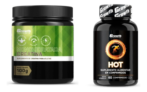 Kit 1 Creatina + 1 Hot Termogênico - Growth Supplements