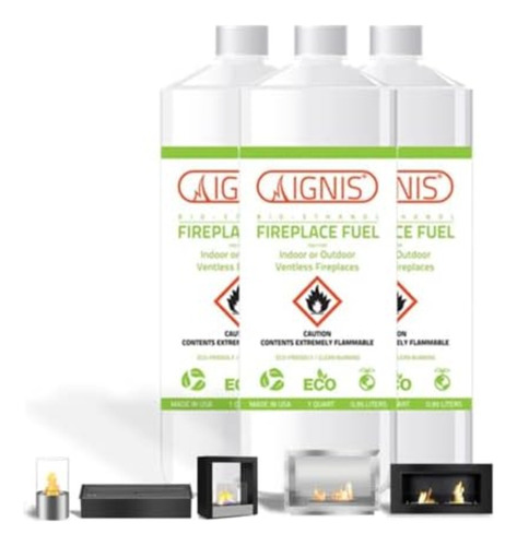 Combustible De Etanol Ignis Bio Transparente  Pack De 3