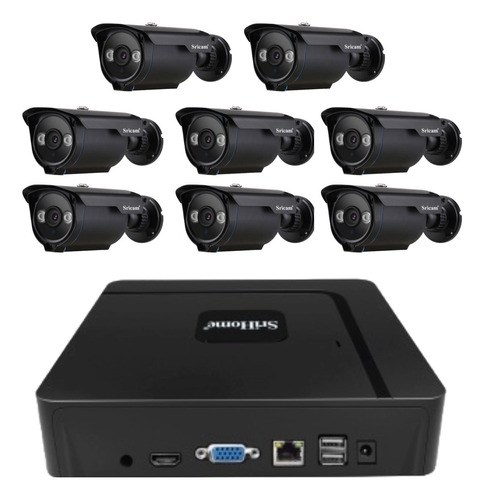 Kit Nvr Ip 16 Canales Y 8 Cámaras De Seguridad Srihome Sp007