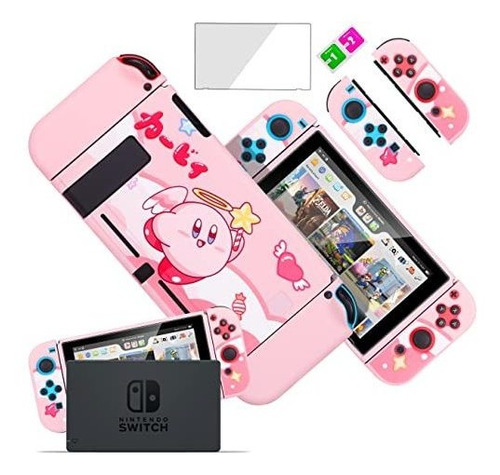 Carcasa Protectora Bola Rosa Para Nintendo Switch Y Joy Cons